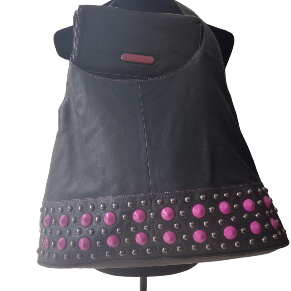 Sold Like New Vintage Leather Betsey Johnson Studded Bag